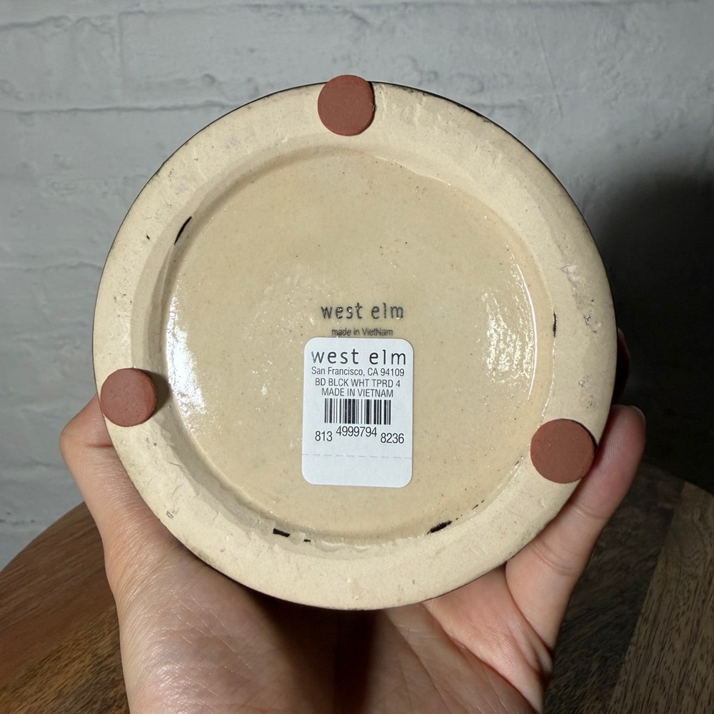 West Elm Black and White Ceramic Vase - Picture 3 of 4